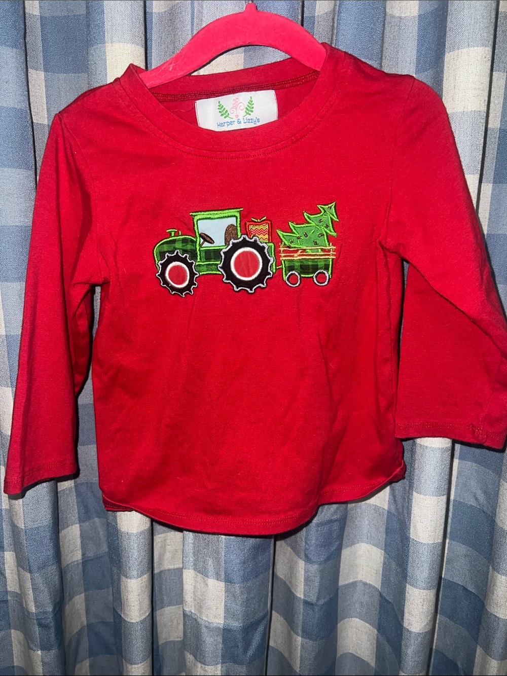 Red Kids' Long-Sleeve Tractor Tee
